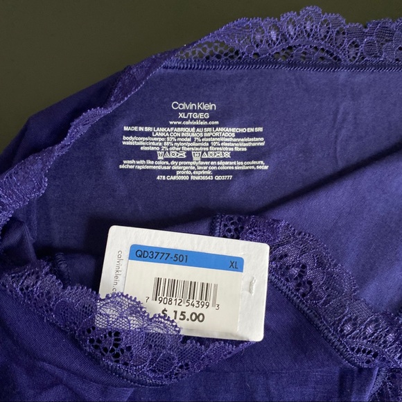 🎈Calvin Klein Scallop Lace Trim High Waist Bikini In Purple Fuss - Picture 5 of 5